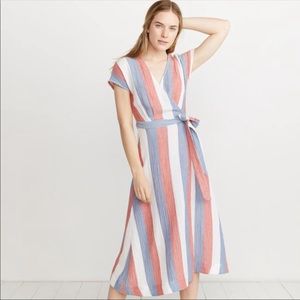 Marine layer striped wrap dress